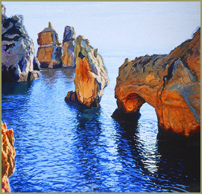 Cliffs in Blue and Gold, Algarve Coast, Portugal