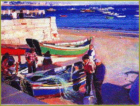 Mending Nets, Cascais Harbour, Portugal